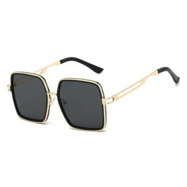 Imagem de HPIRME Óculos femininos com armação grande, proteção UV e design moderno (preto)