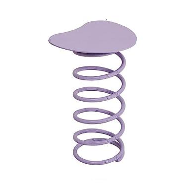 Imagem de Mesa lateral pequena, mesa de destaque ideal para espaços pequenos, mesa lateral para sala de estar e quarto, com estrutura de metal ótima para interior e exterior, com base de design de mola, mesa de