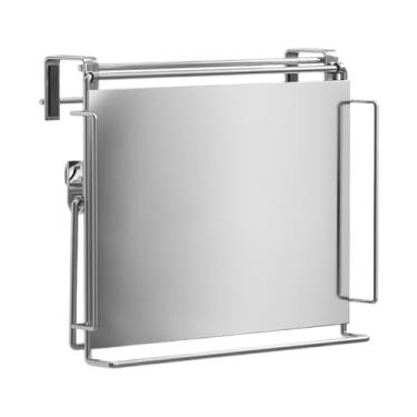 Imagem de Reforçado Prateleira dobrável de aço inoxidável do contador da cozinha, cremalheira de armazenamento de extensão da porta do armário de suspensão(Black)