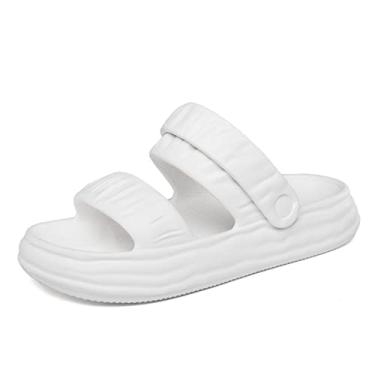 Imagem de x3anggyt5 Chinelos de banheiro chinelos para uso ao ar livre duas sandálias verão casa chinelos verão feminino chuveiro chinelo (branco, 35/36)