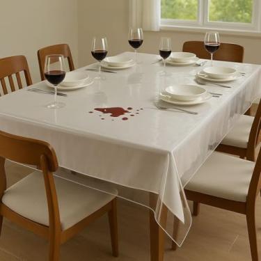 Imagem de Toalha de Mesa Plástica Transparente Grossa PVC Cristal Impermeável Térmica para Mesa 4 6 8 Lugares Proteção Contra Calor e Manchas(6 Lugares (2.00mX1.40m))