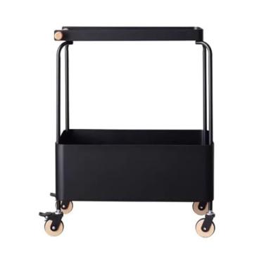 Imagem de x3anggyt5 Mesa de centro sala de estar pequeno carrinho com rodas rack de armazenamento móvel sofá mesa lateral retrô prateleira de lanche mesa lateral (preto)