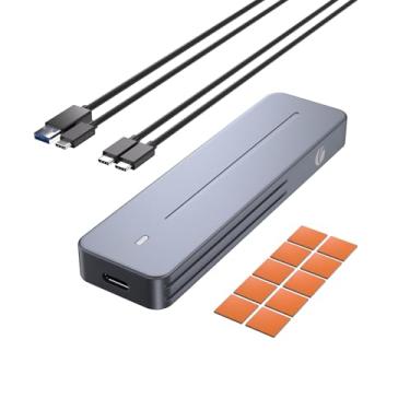 Imagem de VCOM Gabinete M.2 NVME, USB 3.1 10Gbps M2 SSD, adaptador NVME de alumínio com base de resfriamento para NVMe PCIe SSD M-Key/chave M&B em 2230/2242/2260/2280, compatível com Windows/Mac OS/Linux