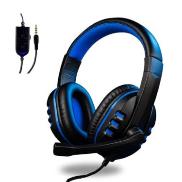 Imagem de Headset Fone Gamer com Microfone Fio P2 Over-Ear PC Console Notebook Compativel Ps4 X-One P2 (Azul)