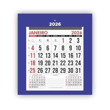 Imagem de Calendário de Parede 2026 Comercial Pequeno Cartela com Bloco Mensal Sem Propaganda Casa Cozinha Escritório