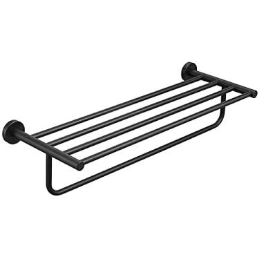 Imagem de Toalheiro prateleira de banheiro toalheiro de aço inoxidável toalheiro de banheiro com toalheiro montado na parede multifunções prateleira perfurada suporte de armazenamento multiuso