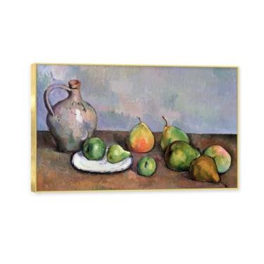 Imagem de NHLDZYH Moldura dourada. Vintage Fruta Ainda Natureza Tela Retro Frutas Motivo Estilo Country Decoração de Parede para Cozinha e Sala de Jantar. C48. 40 x 64 cm.