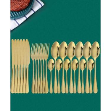 Imagem de Faqueiro 24 Peças De Aço Inox Positano Dourado