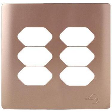 Imagem de Placa Para 6 Tomadas Com Suporte 4X4 - Novara Ouro Rose