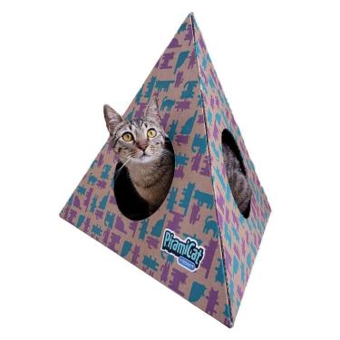 Imagem de Toca Interativa Para Gatos Pet Games Piramicat Lilás E Verde