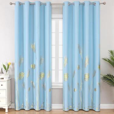 Imagem de Cortinas Blackout Estelar Textiler Azul Cielo con Diseño de Palmeras 2