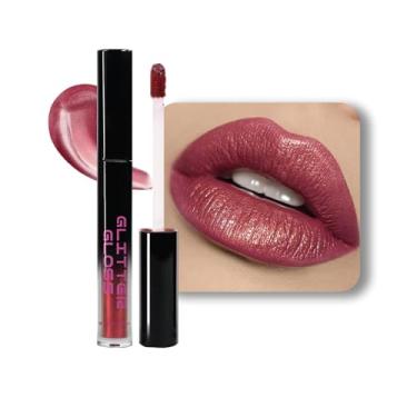 Imagem de Batom vermelho roxo metálico para mulheres, batom líquido cintilante, de longa duração, impermeável, leve, confortável, não seca, ousado, brilho labial escuro para maquiagem gótica, vegano