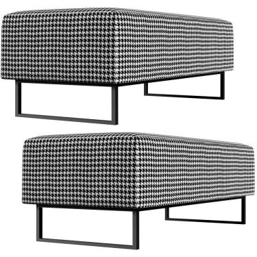 Imagem de Kit 02 Puffs Decorativo Sala de Estar Bali W01 Base Ferro 120x50 cm Suede Pied Poule - Lyam Decor