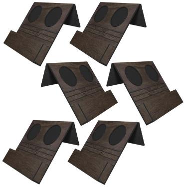Imagem de Kit 06 Esteiras Bandejas Com Suporte Para Copos e Controle Para Sofá MDF Tabaco - Gran Belo