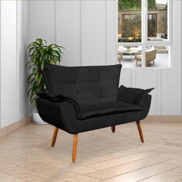 Imagem de Poltrona Namoradeira Pés Palito Charger Suede Preto - Gran Belo