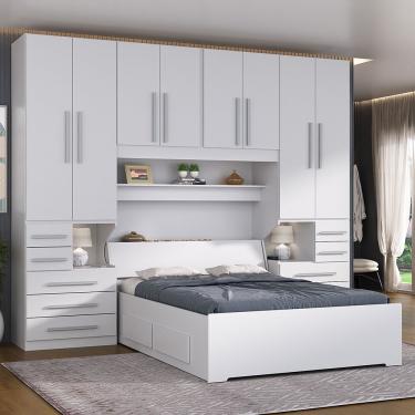 Imagem de Guarda-roupa de Casal com Cama Bau Embutida 1223 Branco