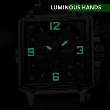 Imagem de Relógio Pulso Masculino Quadrado Cronógrafo, 2061