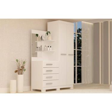 Imagem de Guarda Roupa Solteiro 2 Portas E 4 Gavetas C- Espelho Melissa Branco-rosa-azul-lilás - Acp