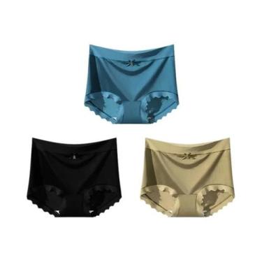 Imagem de Conjunto De 3 Calcinhas Sem Costura De Seda Gelada plus Size, Lingerie