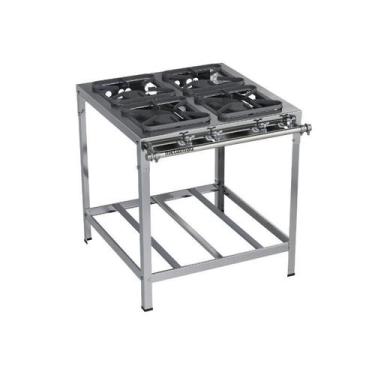Imagem de Fogão Industrial 4 Bocas Simples 30x30 Inox Top Metalmaq