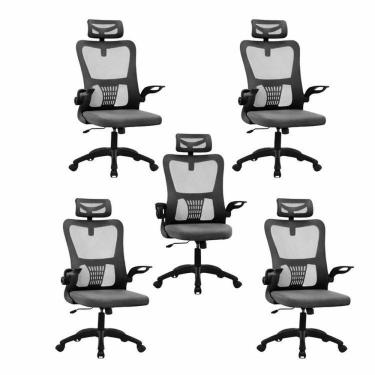Imagem de Kit com 5 Cadeiras de Escritório com Encosto Presidente Office Baltimore Preto