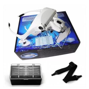 Imagem de Óculos com Lupa de Cabeça Profissional 5 Lentes de Aumento Luz LED Lei