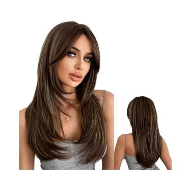 Imagem de Peruca Sintética Longa E Lisa Loira De Alta Densidade Para Mulheres, U