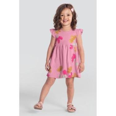 Imagem de Vestido infantil menina com flores e glitter Brandili Rosa-Feminino