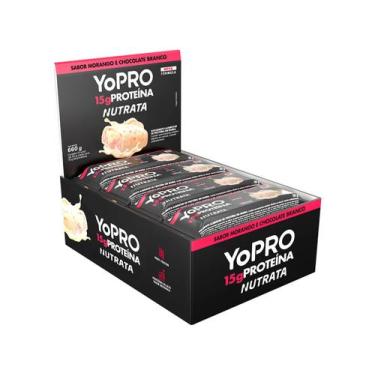 Imagem de Barra de Proteína Nutrata YoPro Morango e Chocolate Branco 55g 12 Unid