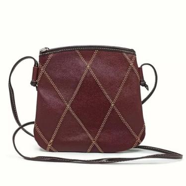 Imagem de Bolsa Feminina a Tiracolo de Retalhos Mosaico - Relicário, Marsala