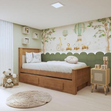 Imagem de Bicama Infantil 2 Gavetas Athenas Kids Amêndoa Clean/Off White - Móvei