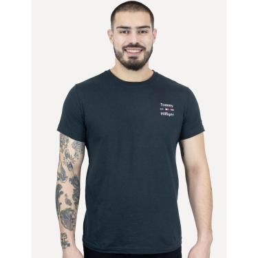 Imagem de Camiseta Tommy Hilfiger Masculina Regular Stack Azul Marinho-Masculino