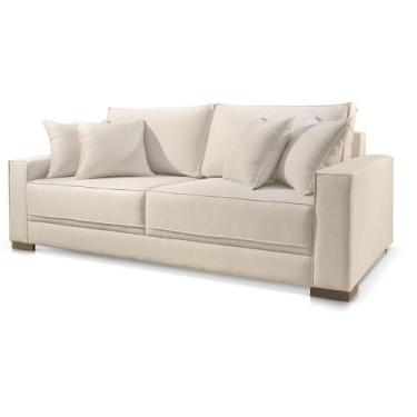 Imagem de Sofá Marrocos 2 Lugares Veludo Bege Claro 1,80m Confortável Sala - Pol