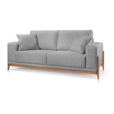 Imagem de Sofá Paris 2 Lugares Suede Cinza Claro 2,50m Confortável Sala - Poltjá