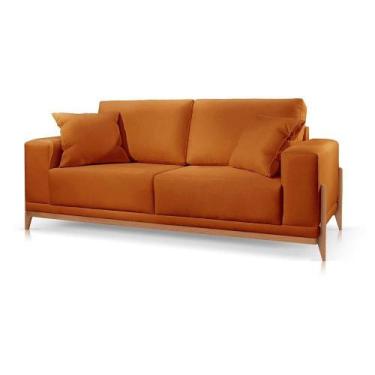 Imagem de Sofá Paris 2 Lugares Veludo Terracota 2,50m Confortável Sala - Poltjá 