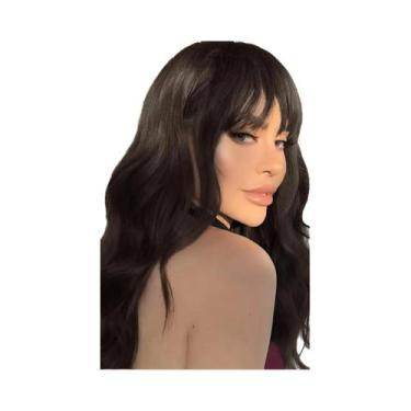 Imagem de Peruca Sintética Preta Com Ondas Grandes, Fibra De Cabelo Resistente a