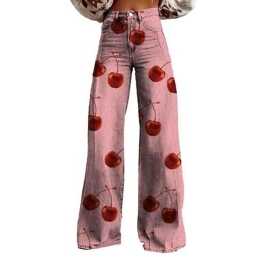 Imagem de Calças Palazzo LUFHBEHB femininas com estampa floral boho de cintura a
