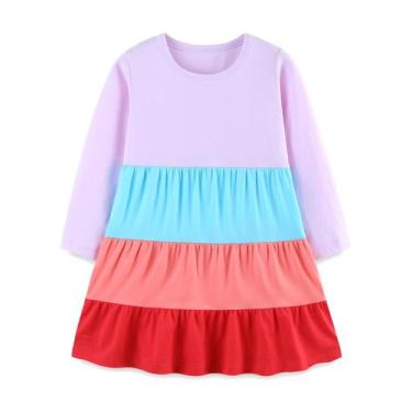 Imagem de Vestido Hongshilian Cartoon Applique Festa Jersey Cotton Girl