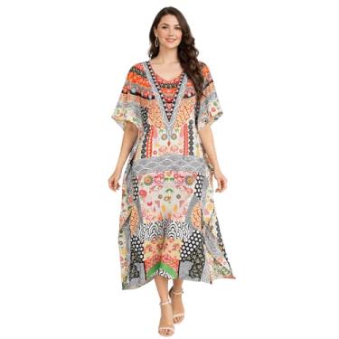Imagem de Miss Lavish London Vestidos Kaftan para mulheres, saída de praia plus size africano e D...