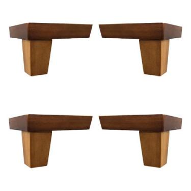 Imagem de Pé De Madeira Cantoneira Universal Com Parafusos Para Móveis Sofá Armá