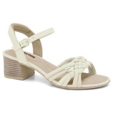 Imagem de Sandália Salto Bloco Casual Feminino Comfortflex 24-56405 Creme-Feminino