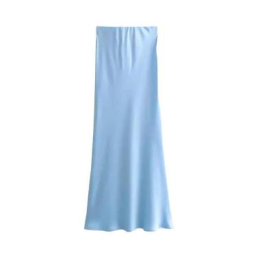 Imagem de Saia Midi Vintage De Cetim Para Mulheres Zjaiss 2026, Saia Fashion Chi