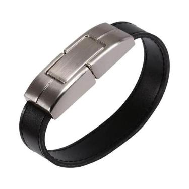 Imagem de Pulseira De Couro Com Fecho Magnético Pen Drive USB Multifuncional Par