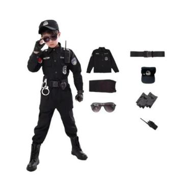 Imagem de Conjunto De Fantasia De Cosplay De Polícia SWAT Para Meninos, Tamanhos