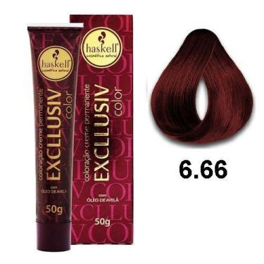Imagem de Coloração Creme Haskell 6.66 Louro Escuro Vermelho Intenso 50g