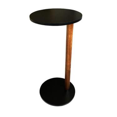 Imagem de Mesa De Apoio Monopé Lateral Redonda Para Sofá Ou Cama Preta - Lubrano