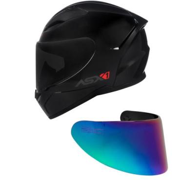 Imagem de Capacete ASX City Solid Preto Brilhante Mais Viseira Camaleão, 56