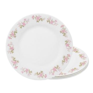 Imagem de Jogo 4 Prato De Sobremesa De Vidro Flowers Pink 20cm Em Casa Tem