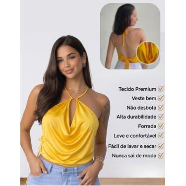 Imagem de Blusa Top Multiforma Cor Amarela Tendência Copa do Mundo Seleção Cropp