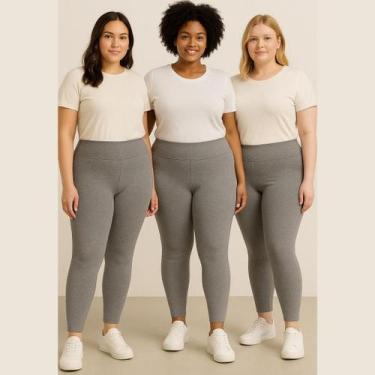 Imagem de Kit 3 Calças Legging Plus Size Femininas Academia Grossas Reforçadas V